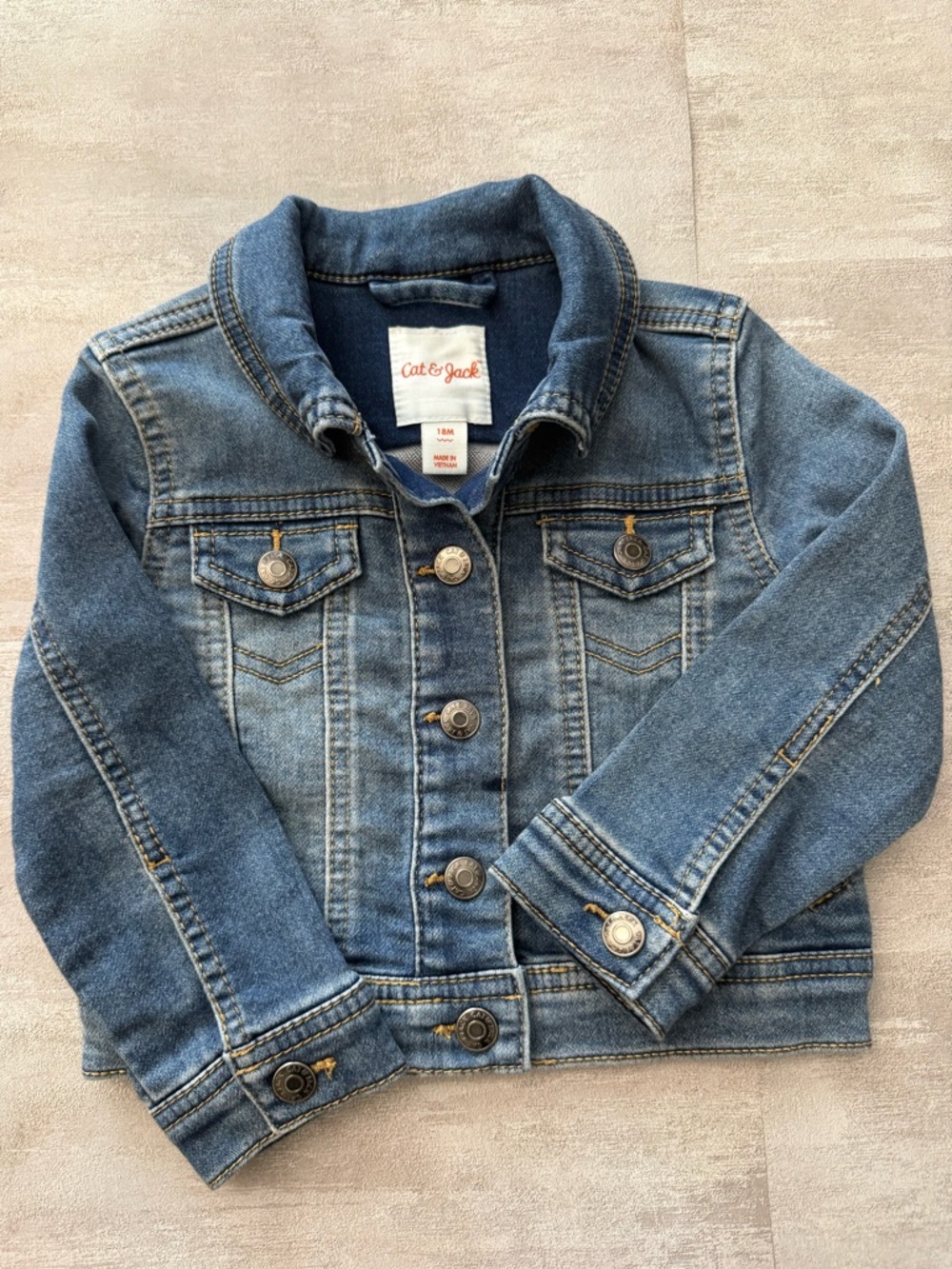 Cat & Jack Girls' Classic Medium Blue Denim Jacket 18 Month